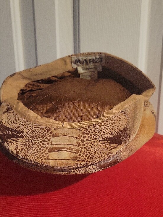 MARZI Leather-Style Reptile Print Cin Tan Beret Cap main image 5